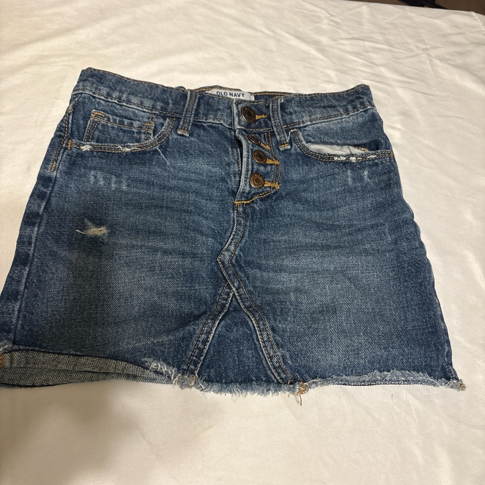 Denim Mini Skirt with Button Detail